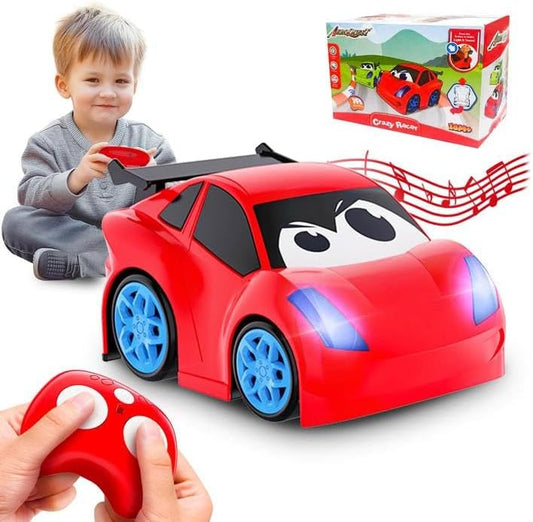 Remote-controlled toy car with lights and sound effects, suitable for children aged 1-3（red)
