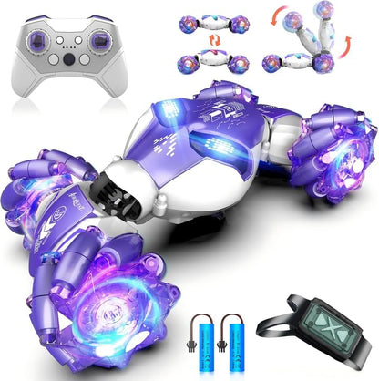 Gesture-sensing remote control car, all-terrain off-road twisting toy, Christmas and birthday gift (purple)