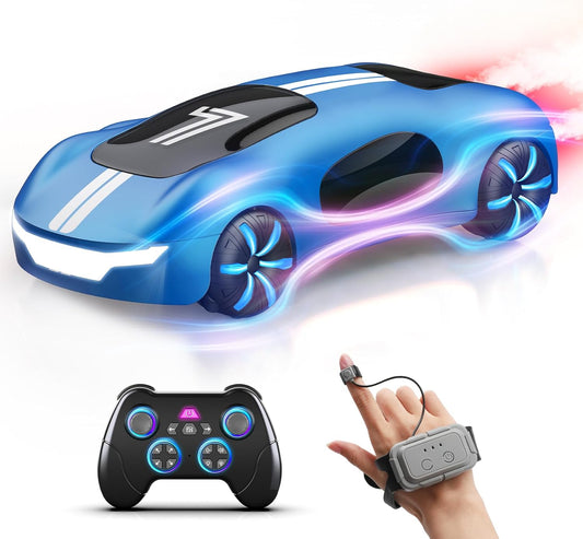 Gesture-activated remote-controlled car with lights, water spray, and sound effects（blue）