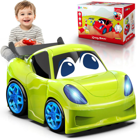 Remote-controlled toy car with lights and sound effects, suitable for children aged 1-3(Green)