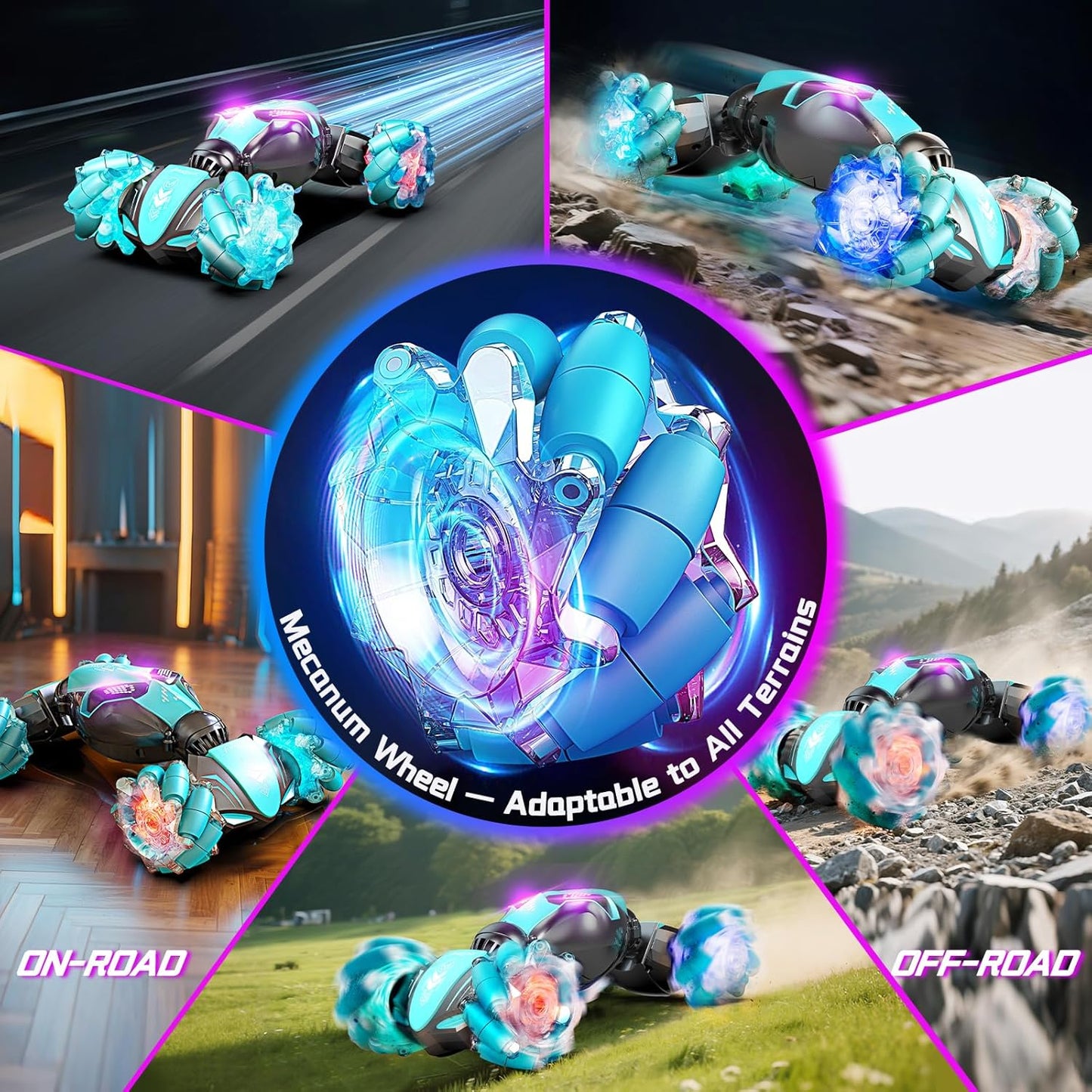 Gesture-sensing remote control car, all-terrain off-road twisting toy, Christmas and birthday gift (blue)